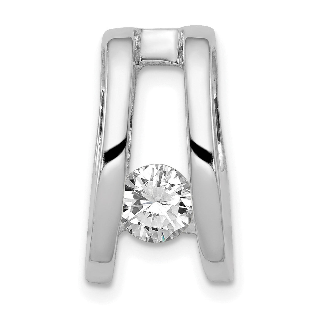 A 5.25mm Diamond Slide Charm Pendant in Real 14k White Gold