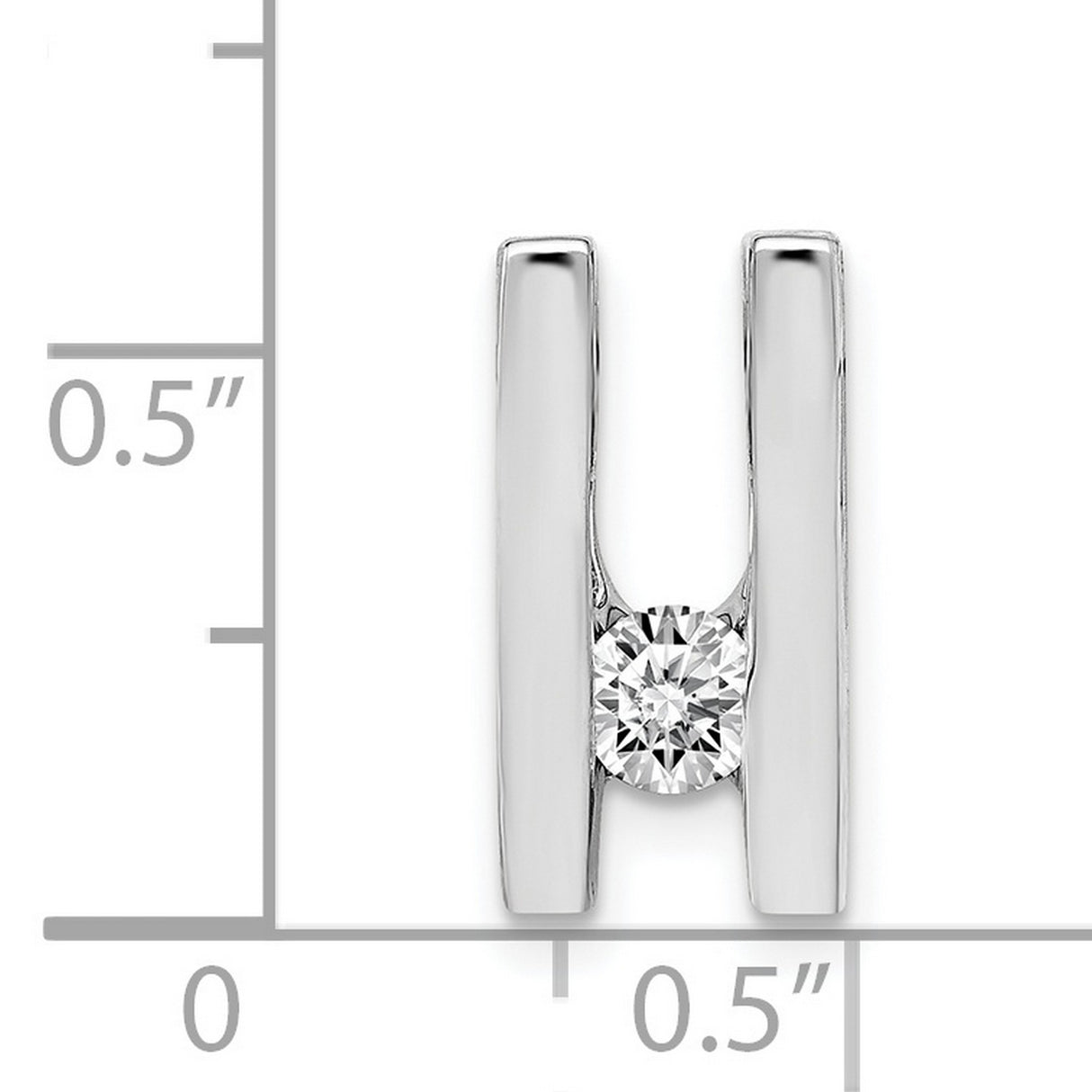 A 4.1mm Diamond Slide Charm Pendant in Real 14k White Gold