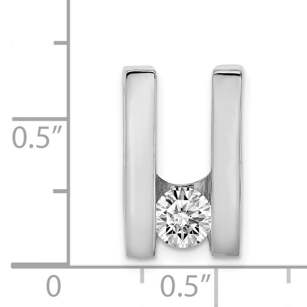 AAA 5.25mm Diamond Slide Charm Pendant in Real 14k White Gold