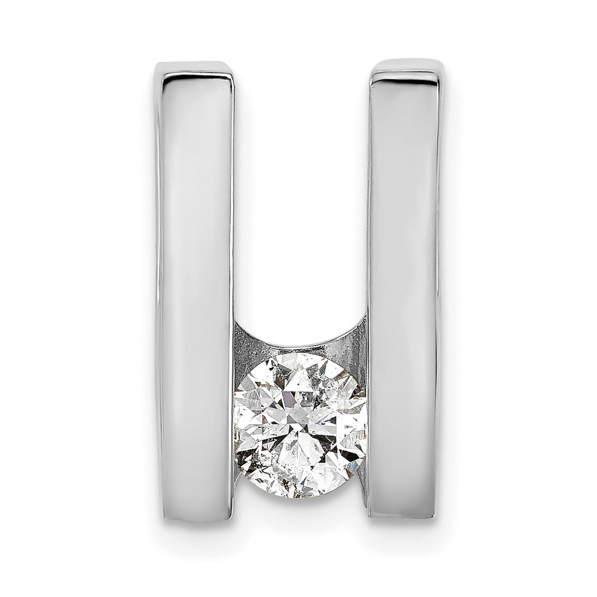 AA 5.25mm Diamond Slide Charm Pendant in Real 14k White Gold