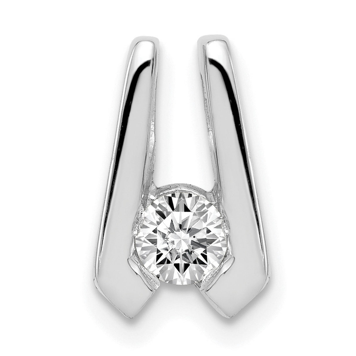 AAA 4mm Diamond Slide Charm Pendant in Real 14k White Gold