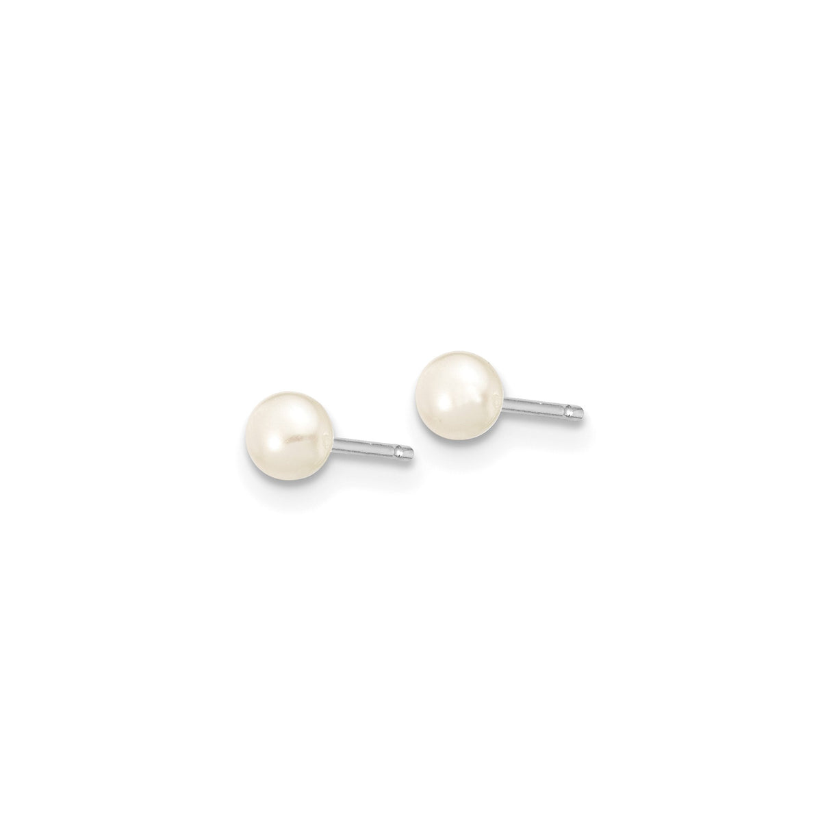 14k White Gold Stud Earrings with Cultured Freshwater Pearls, Classic Minimalist Style