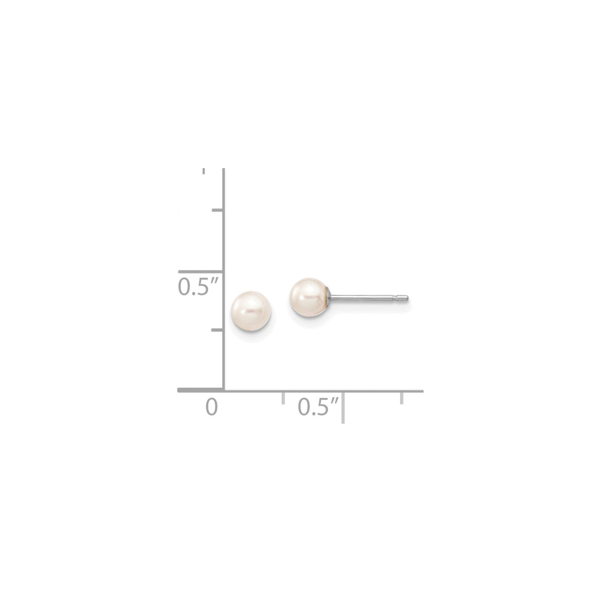 14k White Gold Stud Earrings with Round Cultured Pearls, Classic Timeless Design for Women