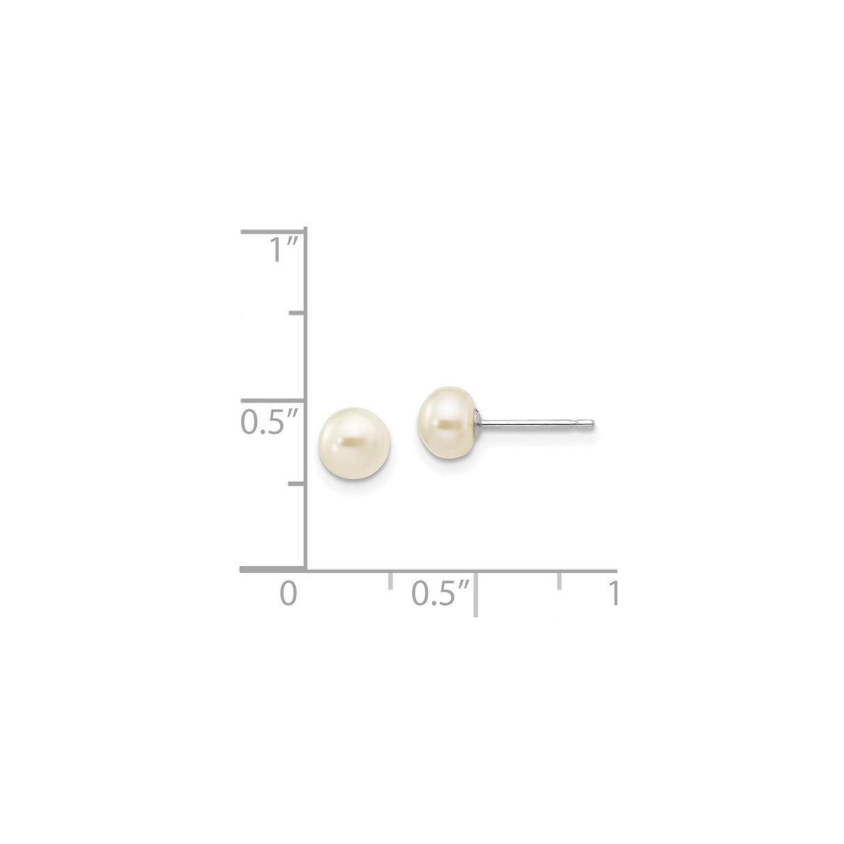 14k White Gold Pearl Stud Earrings, Classic Round Cultured Design for Women