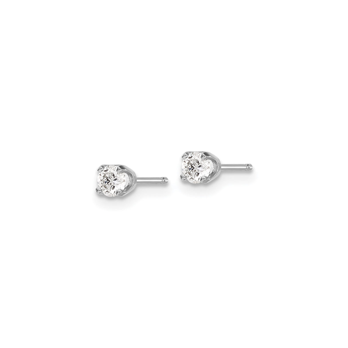 14k White Gold Diamond Stud Earring, Round Brilliant Cut, Solitaire Four Prong Setting