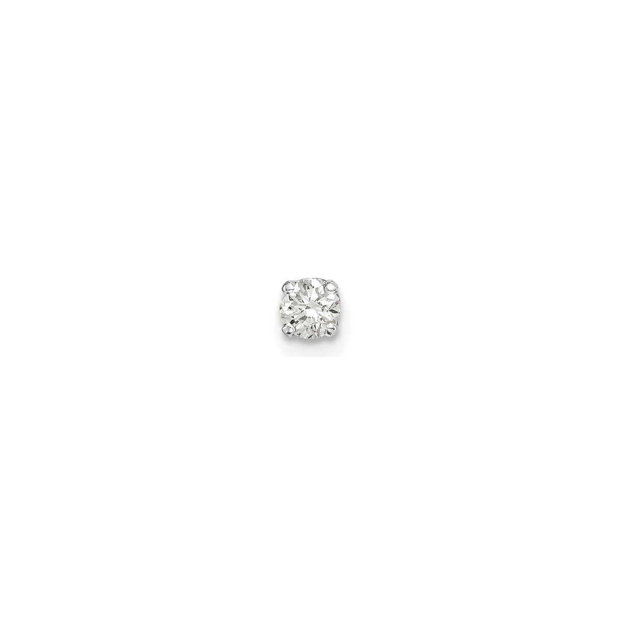 14k White Gold Diamond Stud Earring, Round Brilliant Cut, Solitaire Four Prong Setting