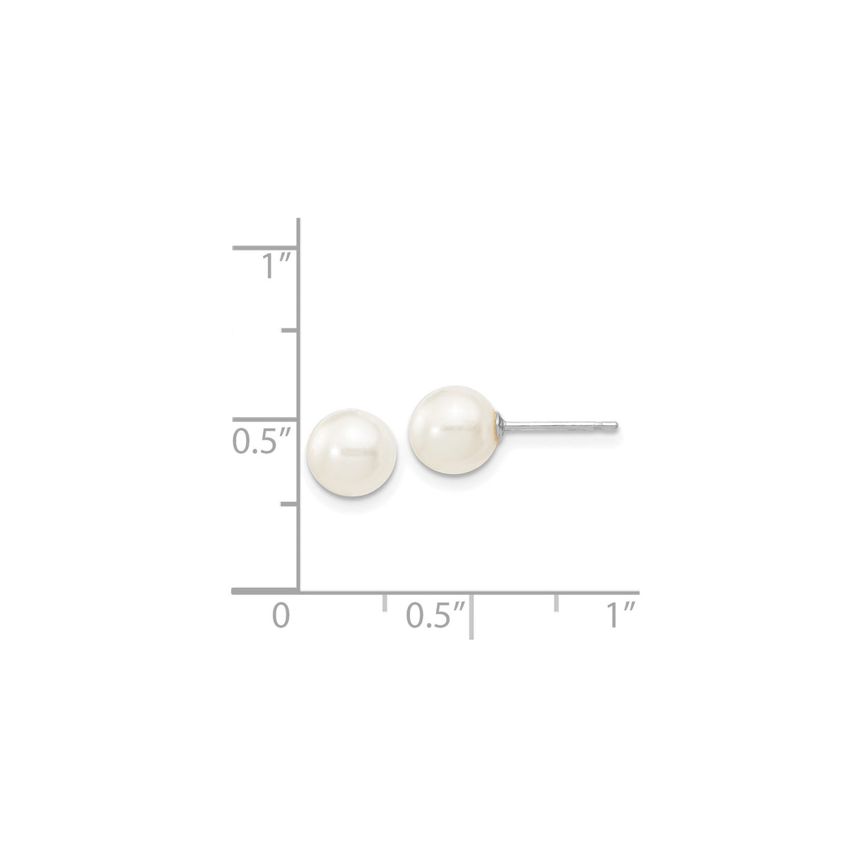 14k White Gold Pearl Stud Earrings with Round Cultured White Pearls, Classic Minimalist Style