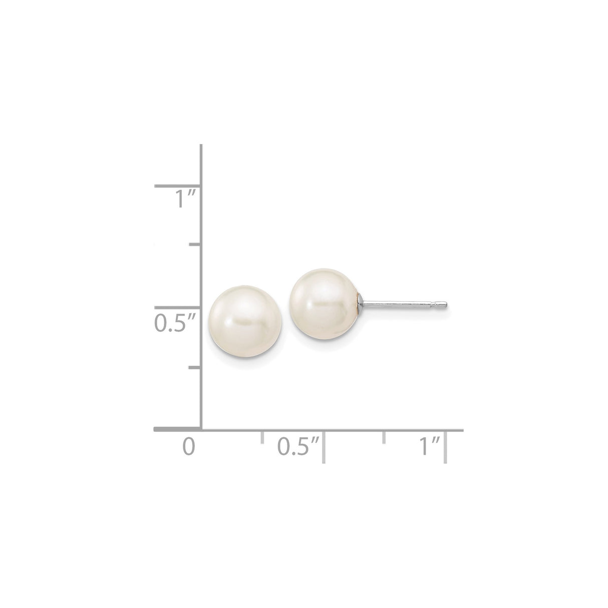 14k White Gold Stud Earrings with Round White Freshwater Cultured Pearls for Women