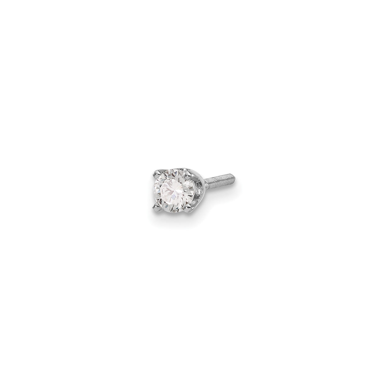 14k White Gold Diamond Stud Earrings, Round Solitaire in Four Prong Setting