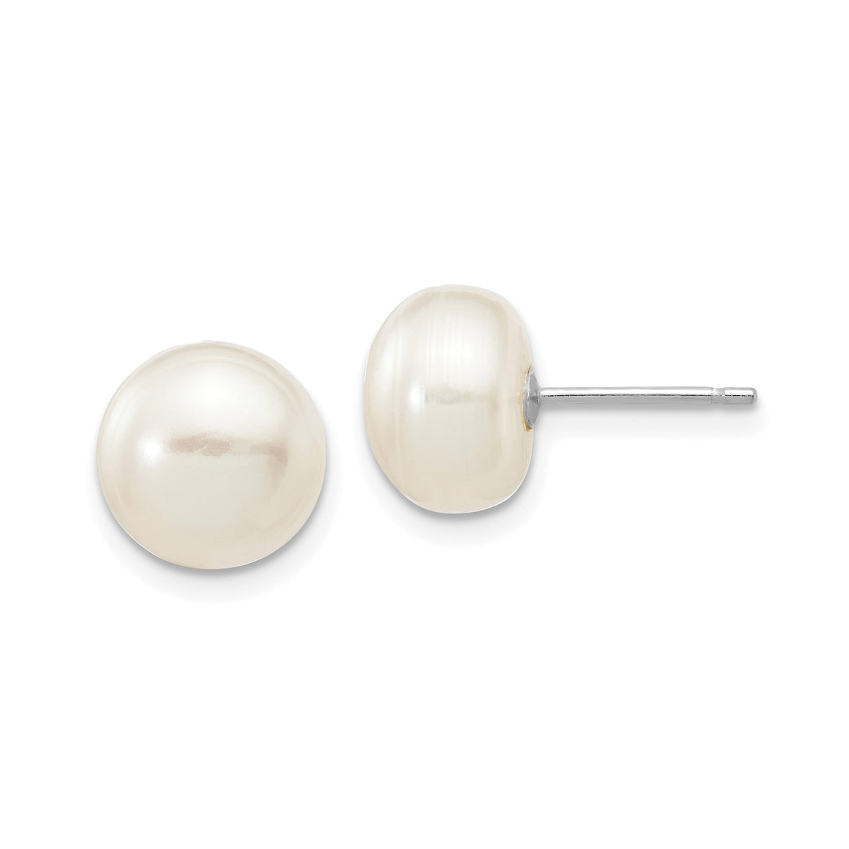 14k White Gold Stud Earrings with Freshwater Cultured Pearls, Classic Bridal Style