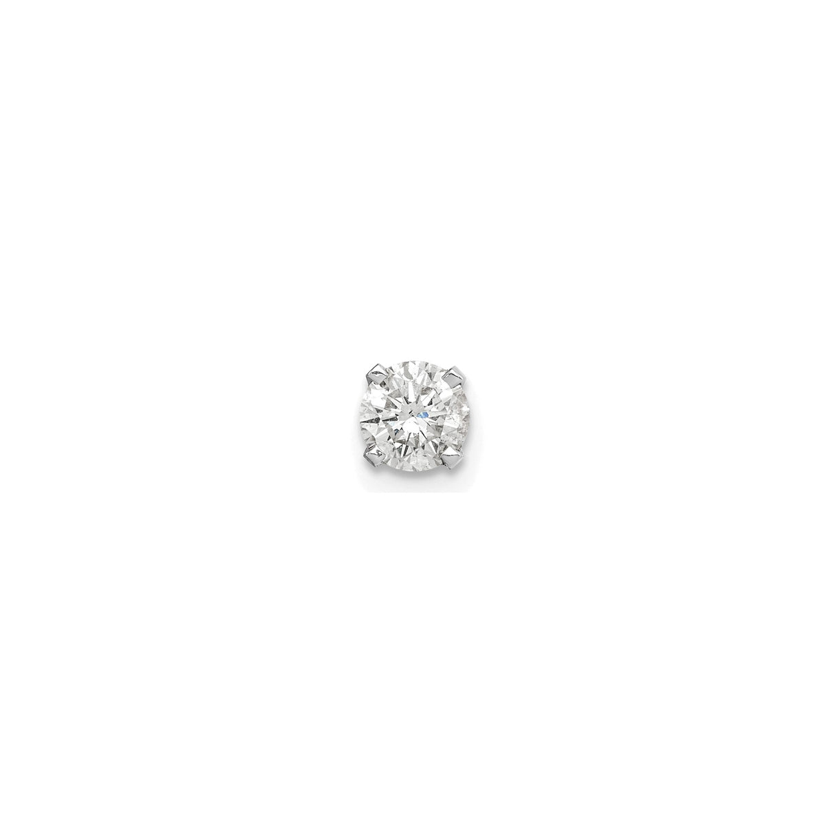 14k White Gold Diamond Solitaire Stud Earring with Round Cut Diamond in Four Prong Setting