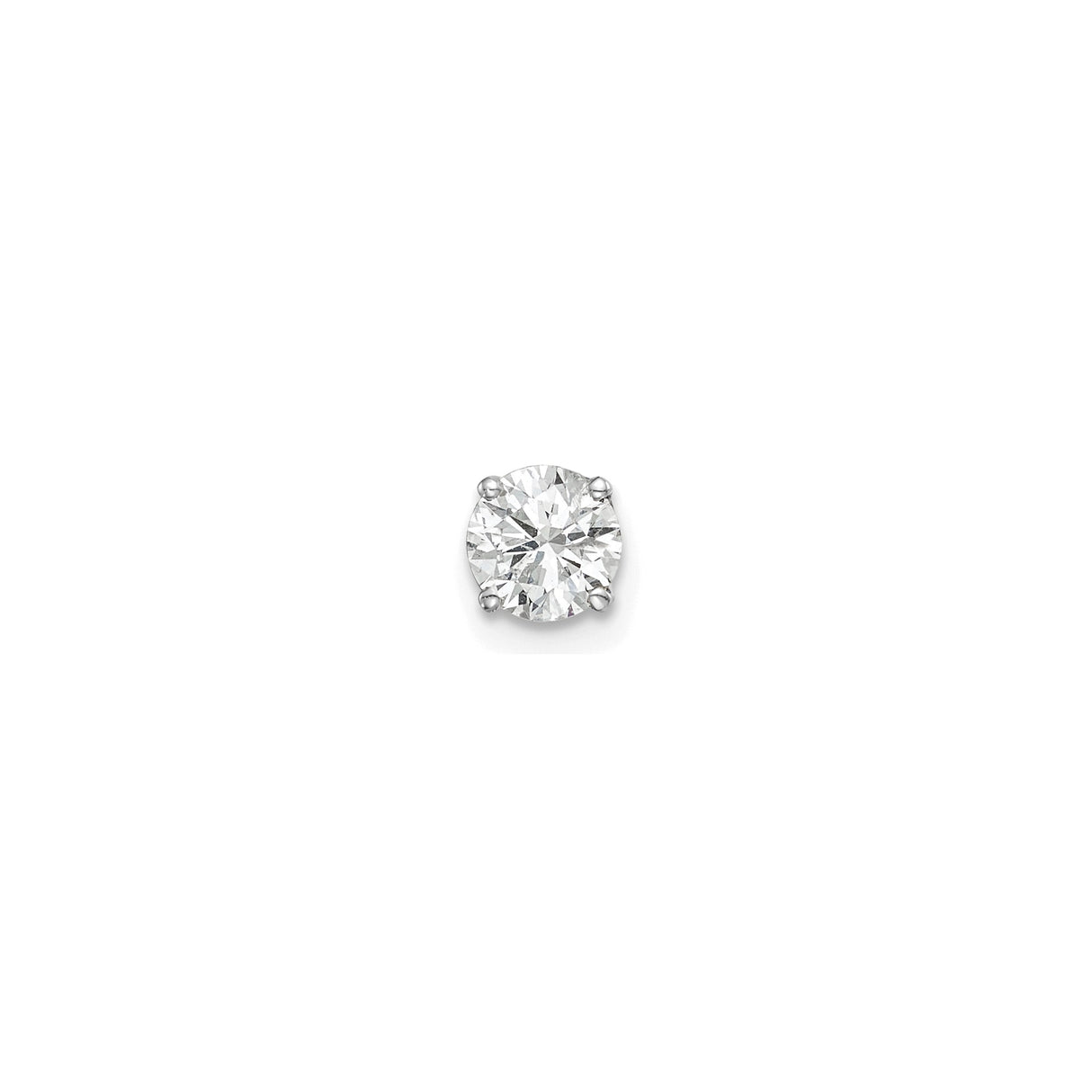 14k White Gold Diamond Solitaire Stud Earring, Round Cut, Classic Four-Prong Setting