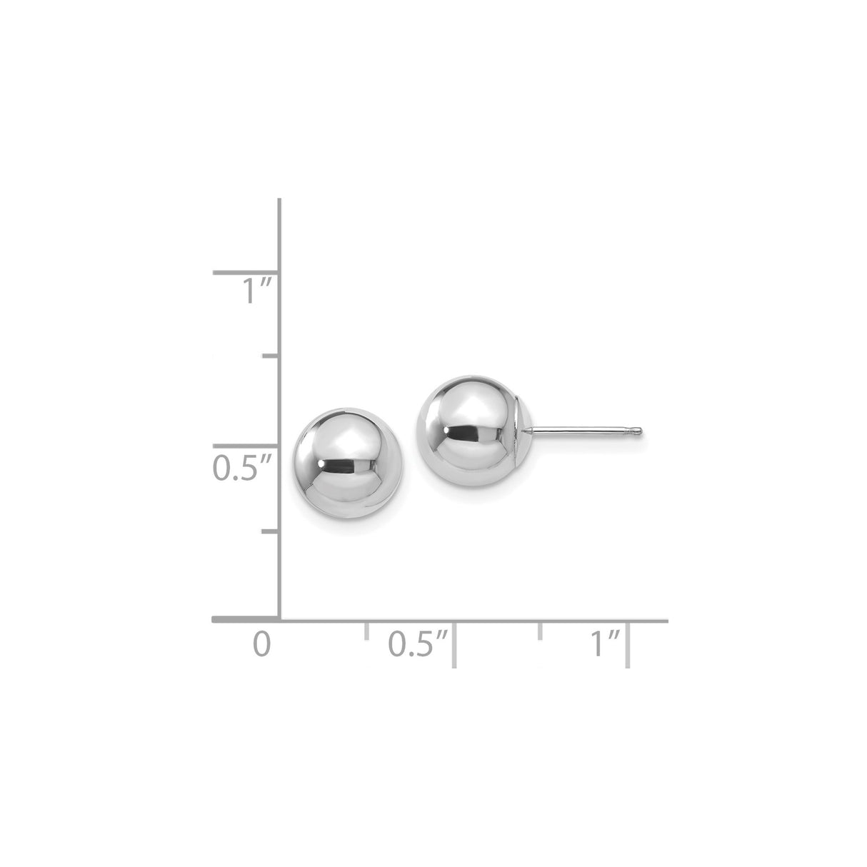 14k White Gold Ball Stud Earrings, Polished Round Design, Minimalist Style for Women