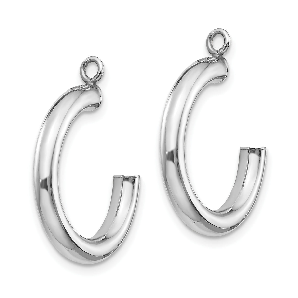14k White Gold Hoop Earrings, Classic Polished Tube Design, Lightweight and Timeless Style