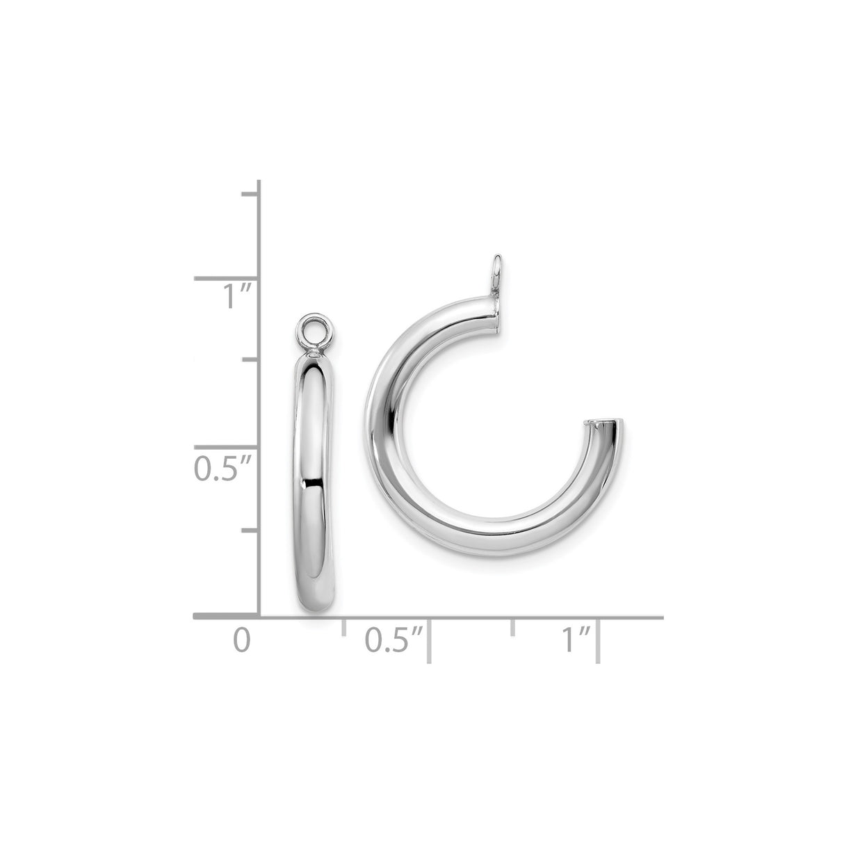 14k White Gold Hoop Earrings, Classic Polished Tube Design, Lightweight and Timeless Style