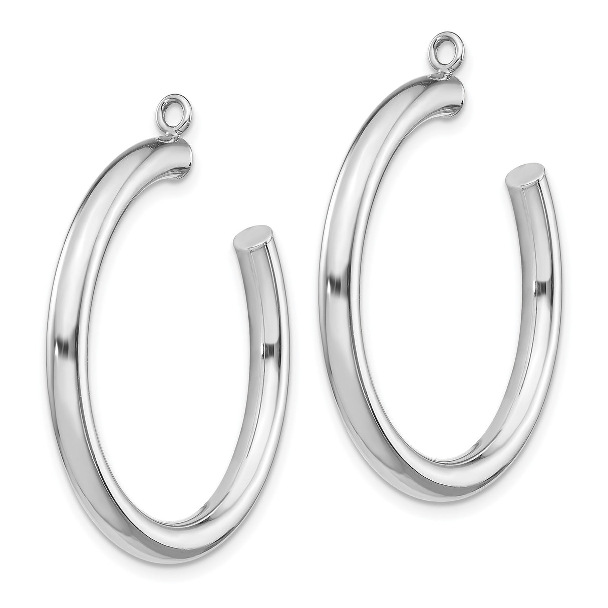 14k White Gold Hoop Earrings, Lightweight Polished Minimalist Tube Design for Women