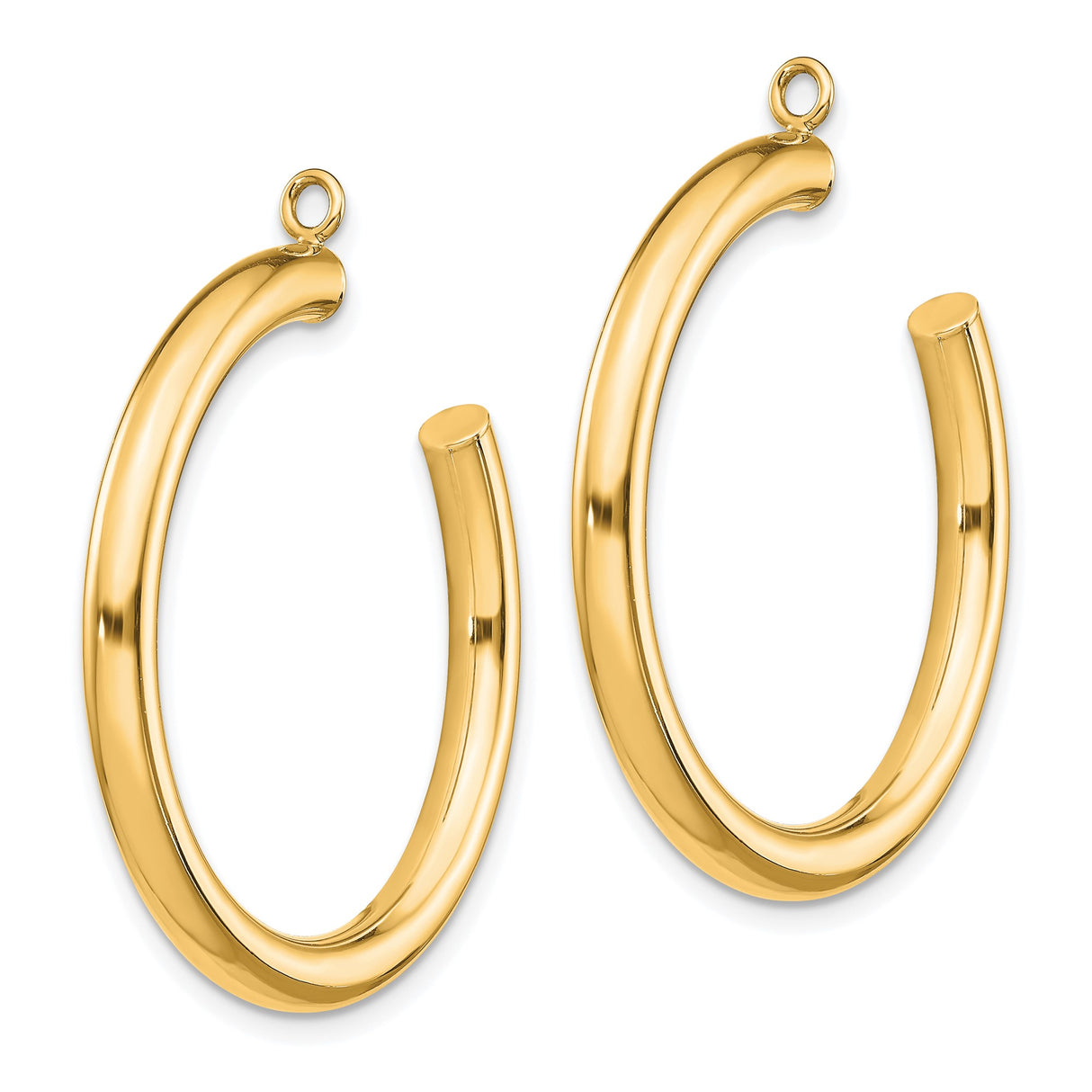 14k Yellow Gold Hoop Earrings, Smooth High Polish Tube Hoops, Classic Round Lightweight Design