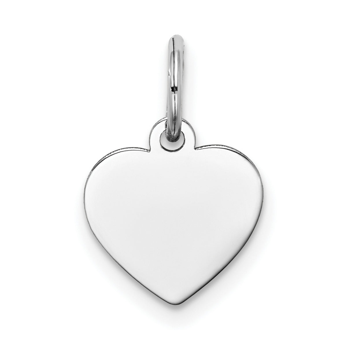 14k White Gold Heart Pendant, Minimalist Polished Charm, Modern Flat Design for Women