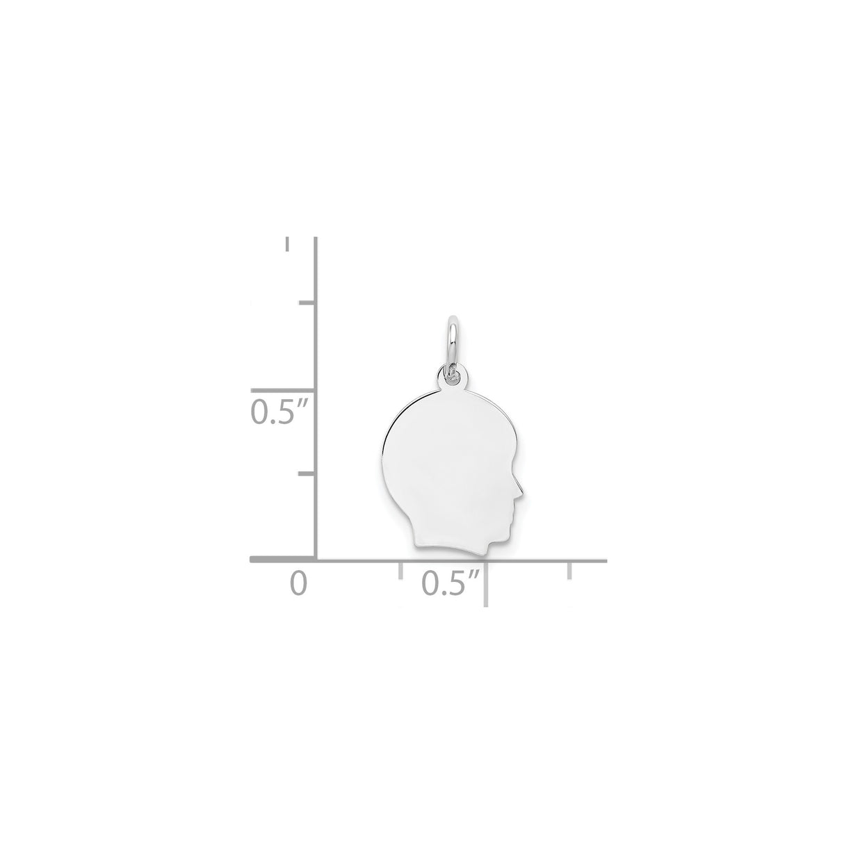 14k White Gold Boy Silhouette Charm Pendant, Engravable Motherhood Keepsake Jewelry