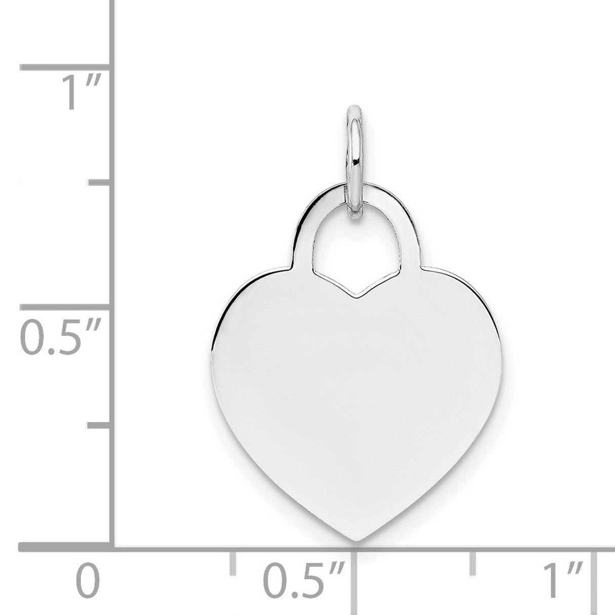 14k White Gold Heart Lock Pendant Charm with Polished Surface for Women