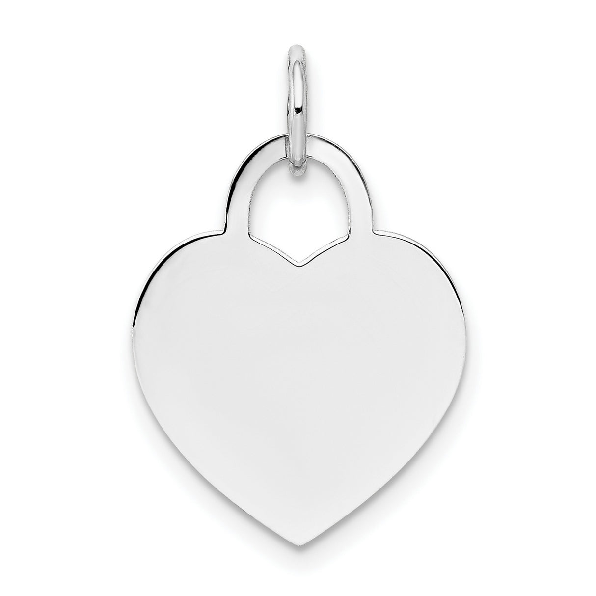 14k White Gold Heart Lock Pendant Charm with Polished Surface for Women