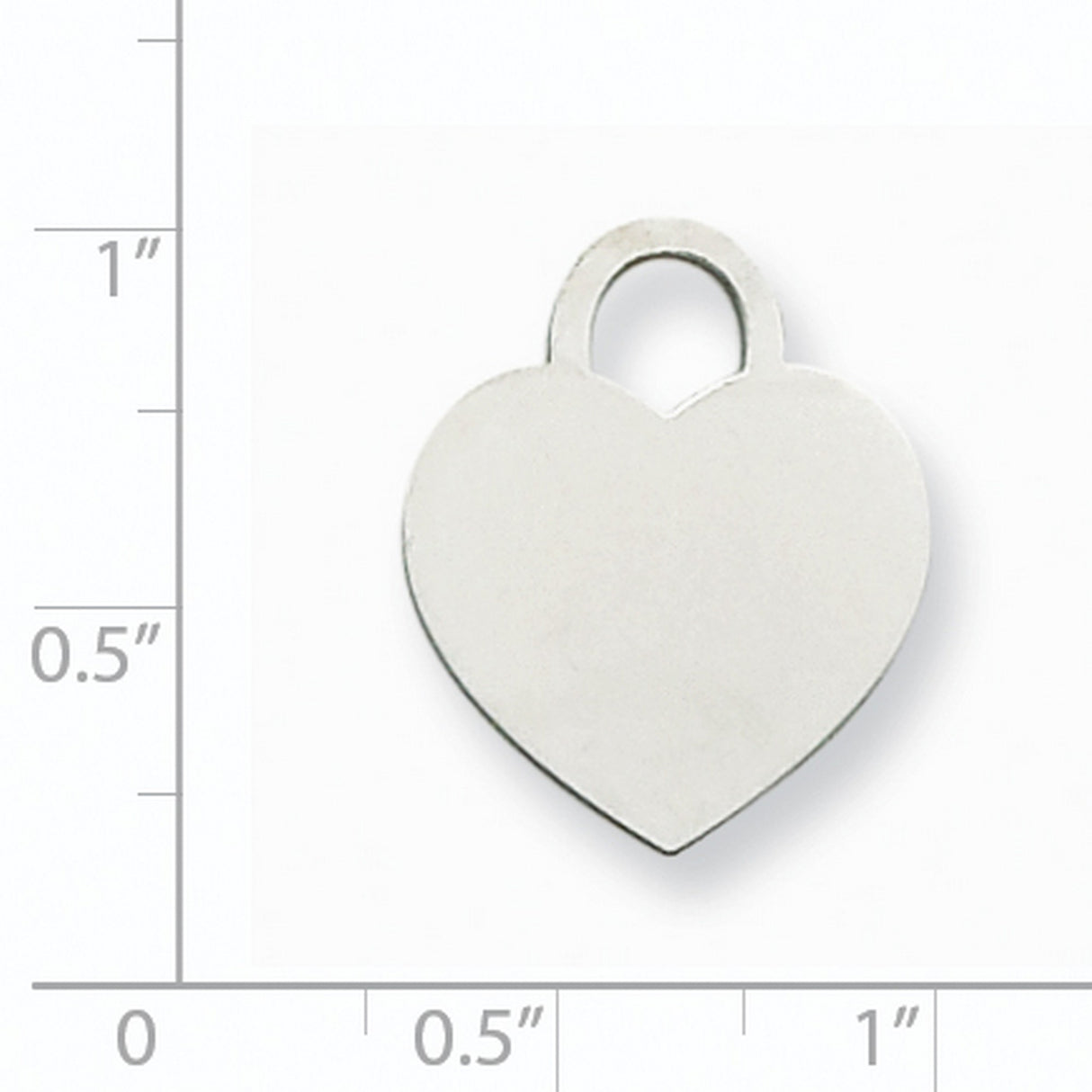 14k White Gold Heart Pendant with Smooth Engravable Surface, Padlock-Inspired Design