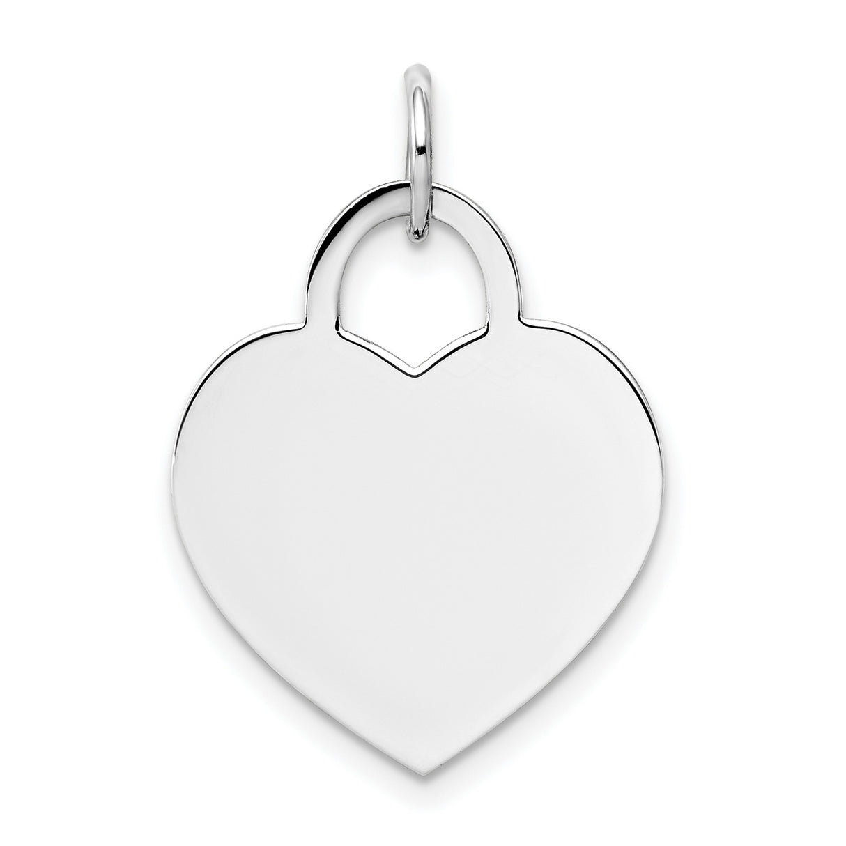 14k White Gold Heart Padlock Pendant, Engravable Polished Charm, Minimalist Romantic Jewelry for Women