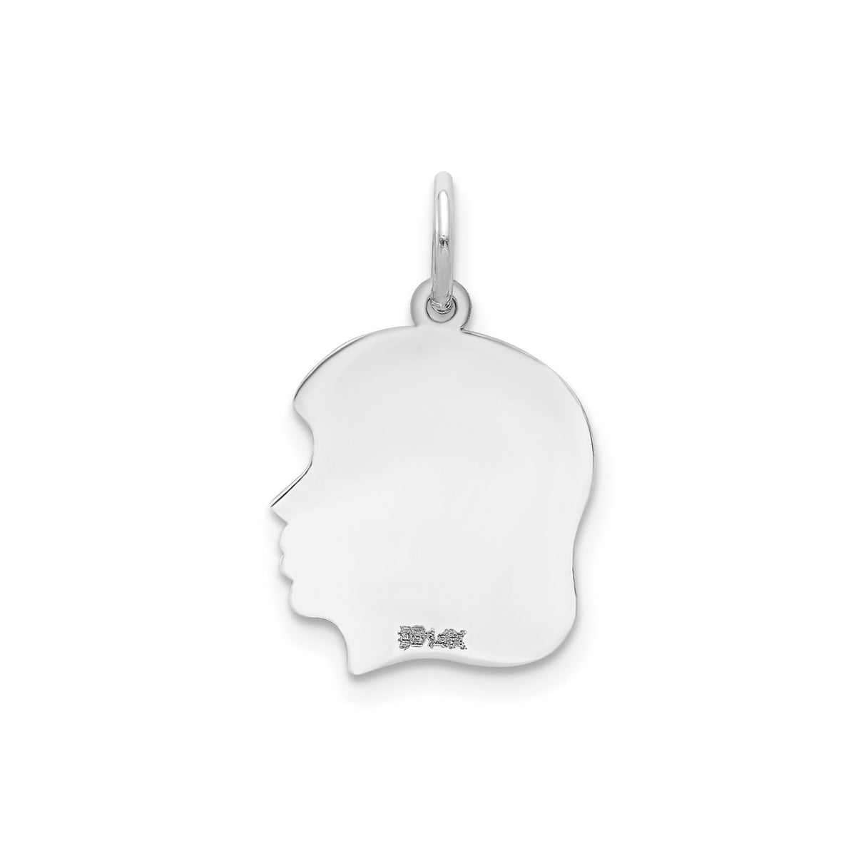 14k White Gold Boy Silhouette Pendant, Engravable Minimalist Profile Charm for Women
