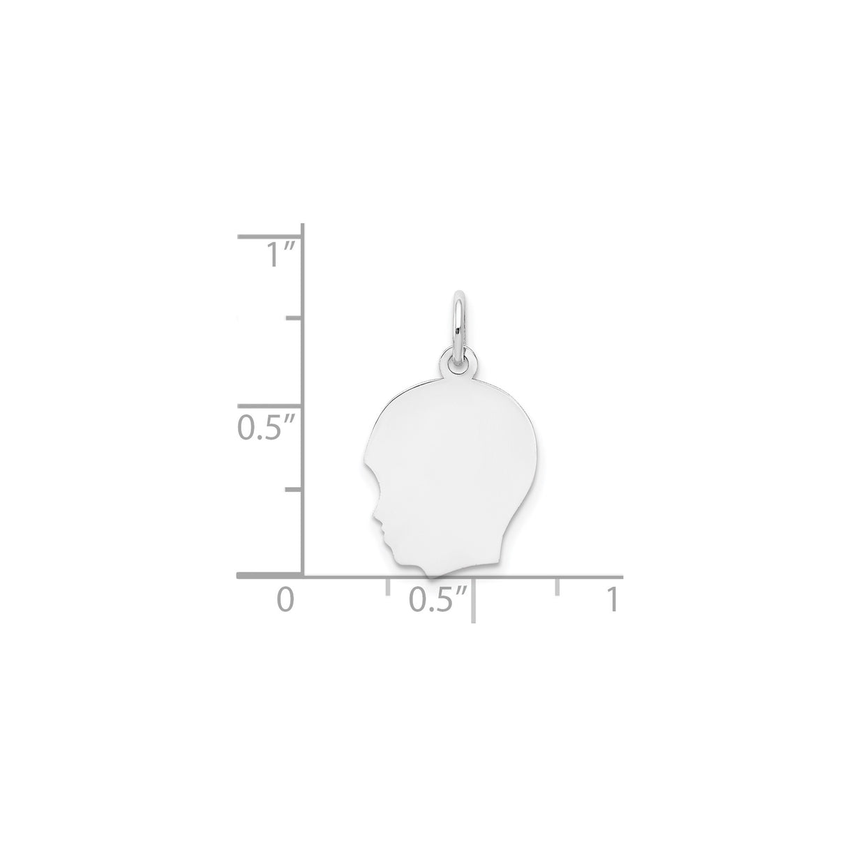 14k White Gold Silhouette Profile Pendant, Engravable Minimalist Memorial Charm for Women