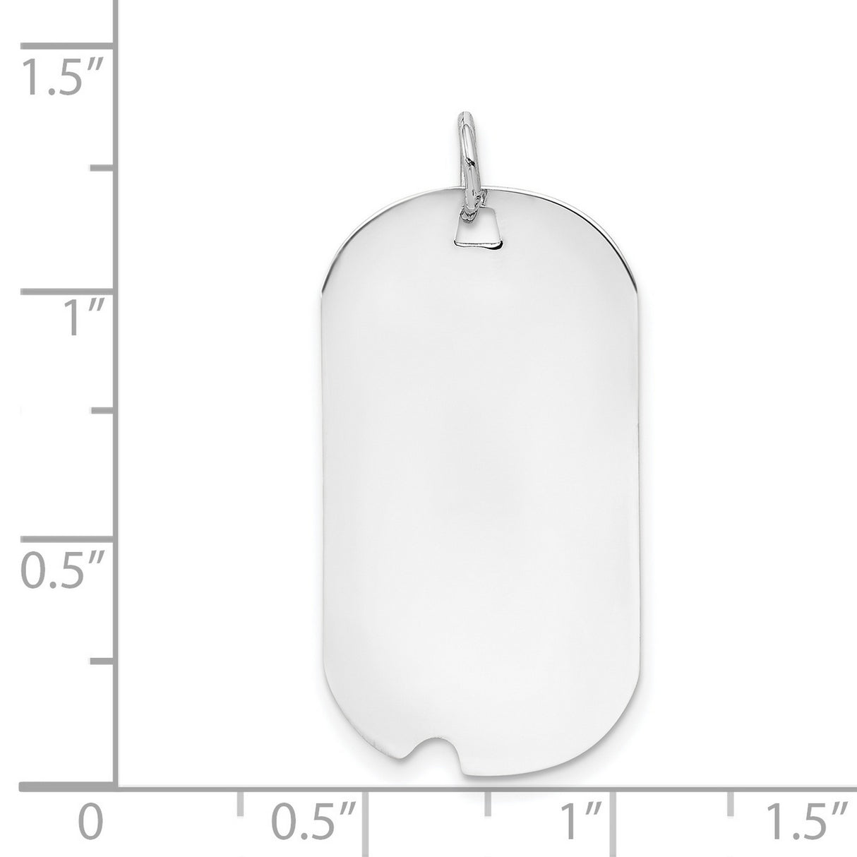 14k White Gold Dog Tag Pendant, High Polish Blank Military Style for Men or Unisex