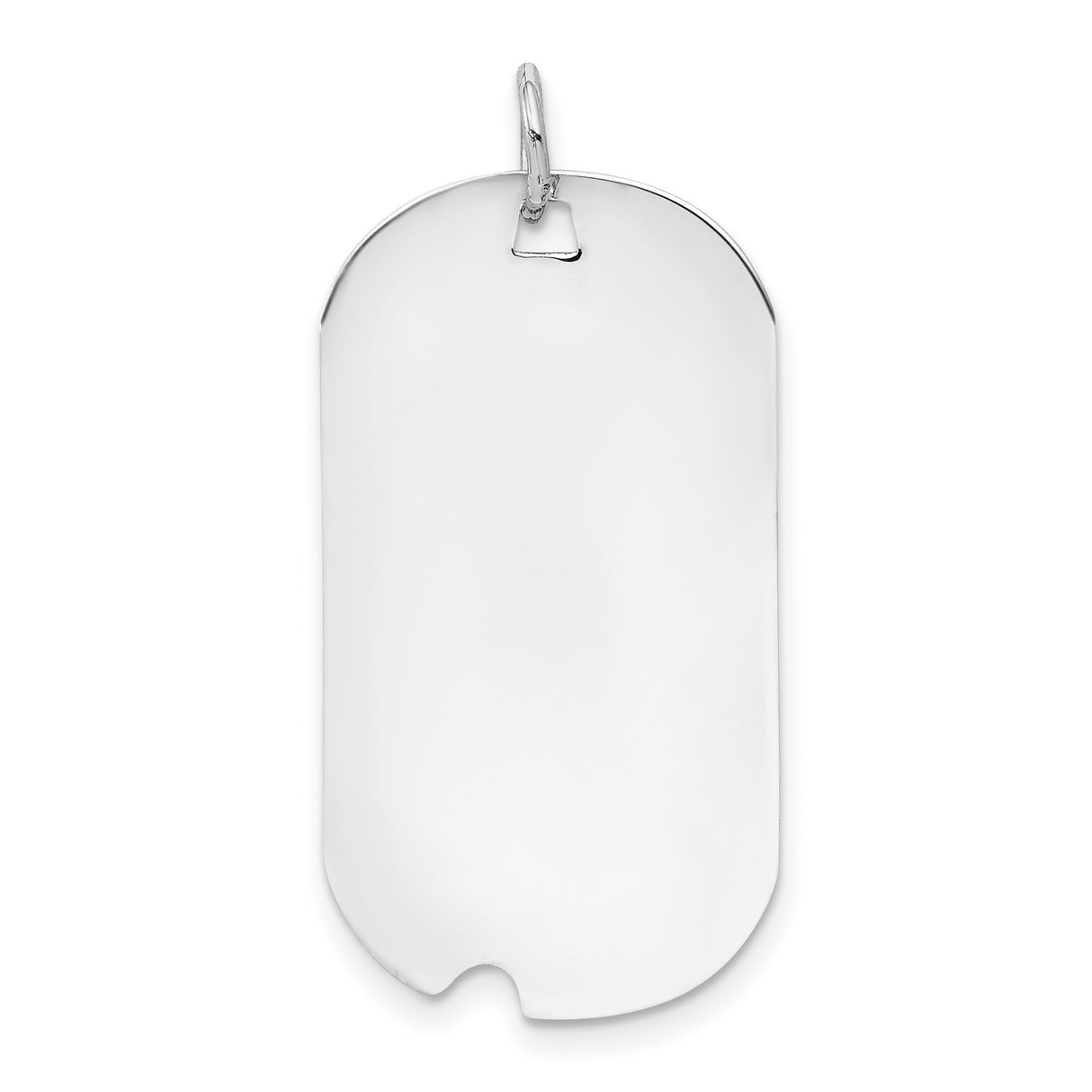14k White Gold Dog Tag Pendant, High Polish Blank Military Style for Men or Unisex