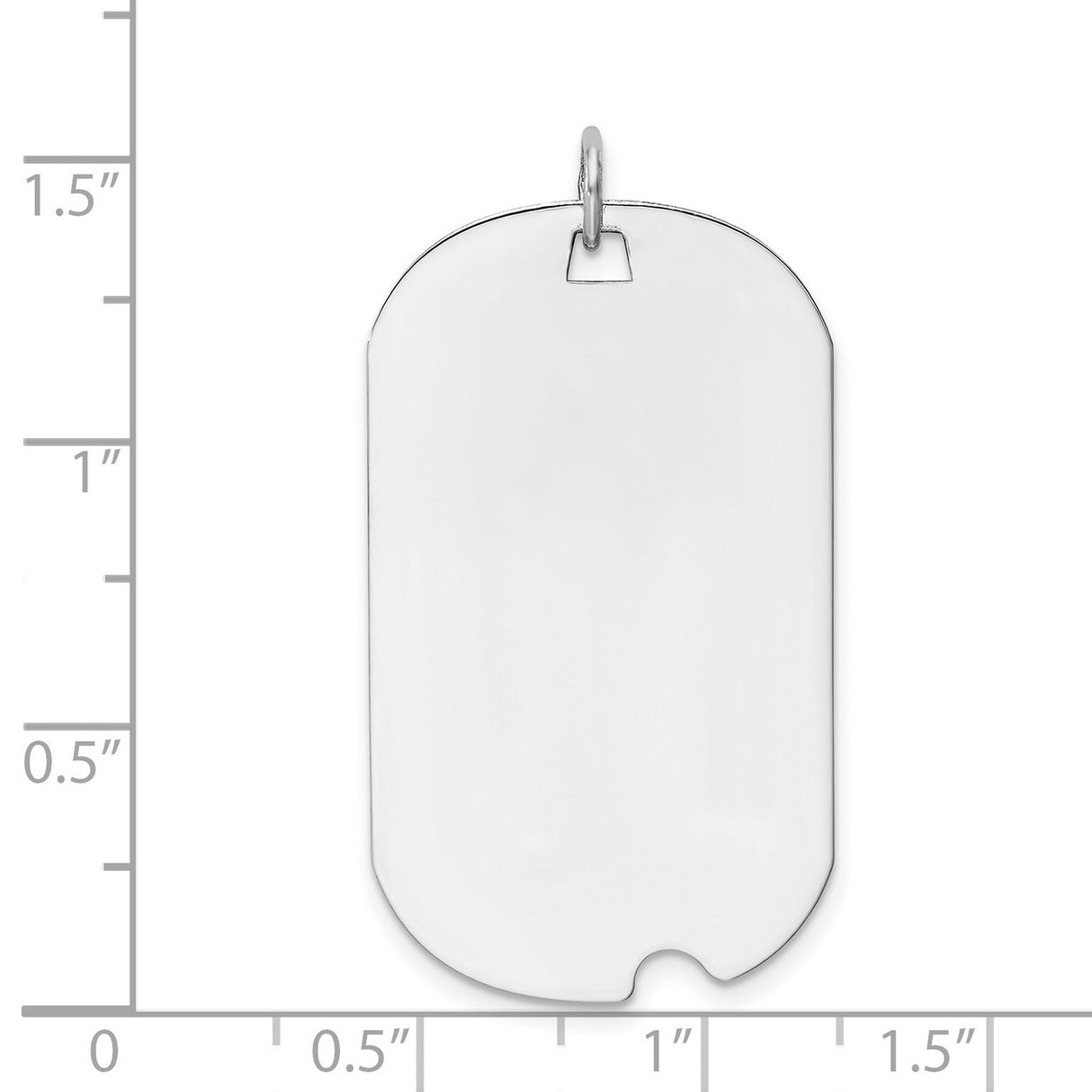 14k White Gold Dog Tag Pendant with Polished Blank Surface, Military Style for Men or Unisex