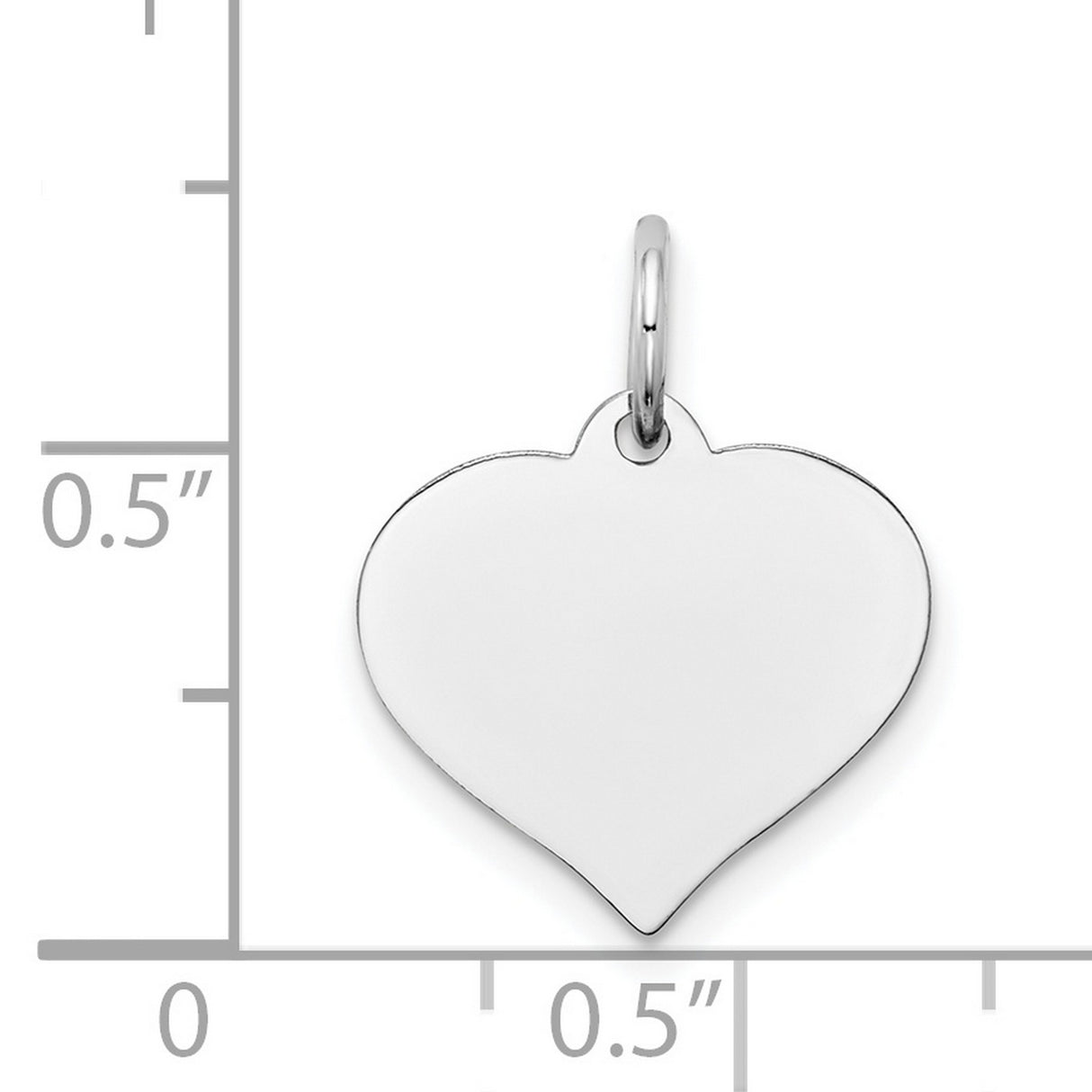 14k White Gold Heart Pendant, Polished Charm for Necklace or Bracelet, Minimalist Jewelry for Women