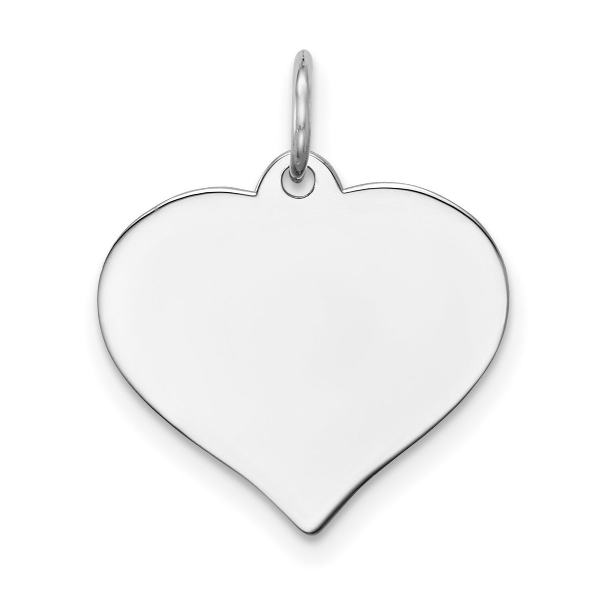 14k White Gold Heart Pendant, Polished Plain Surface, Minimalist Romantic Jewelry for Women