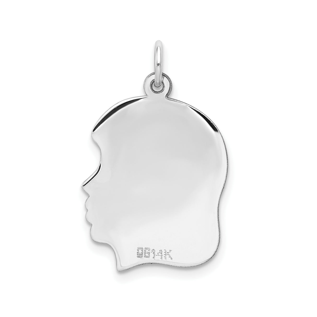 14k White Gold Girl Silhouette Pendant, Engravable Motherhood and Family Charm for Women