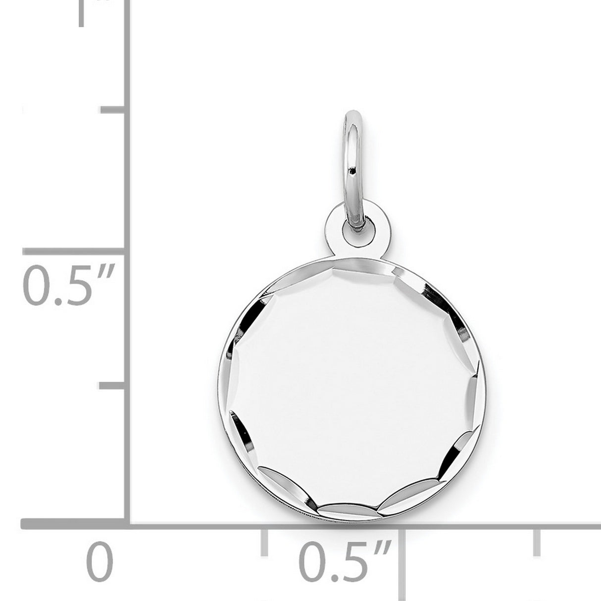 14k White Gold Pendant with Polished Finish and Faceted Edge Design