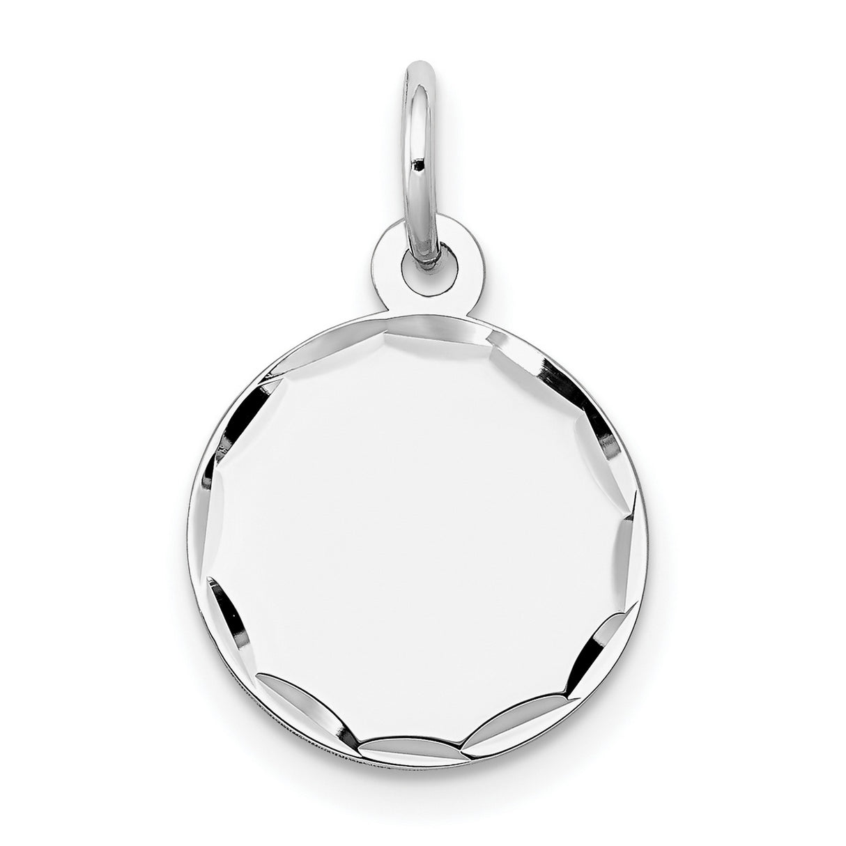 14k White Gold Pendant with Polished Finish and Faceted Edge Design