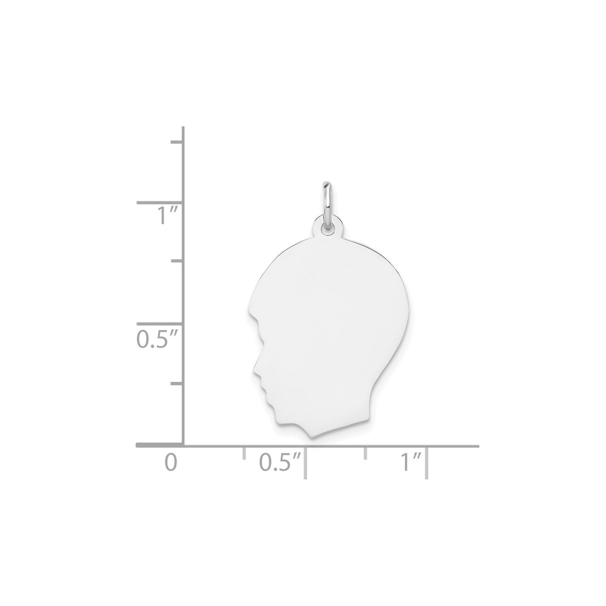 14k White Gold Boy Profile Pendant, Polished Silhouette Charm for Women and Mothers