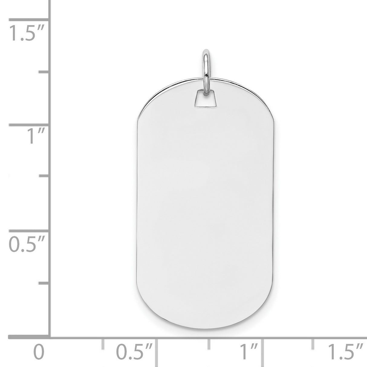 14k White Gold Dog Tag Pendant, Blank Military Style ID Charm, Engraving Ready for Men or Unisex