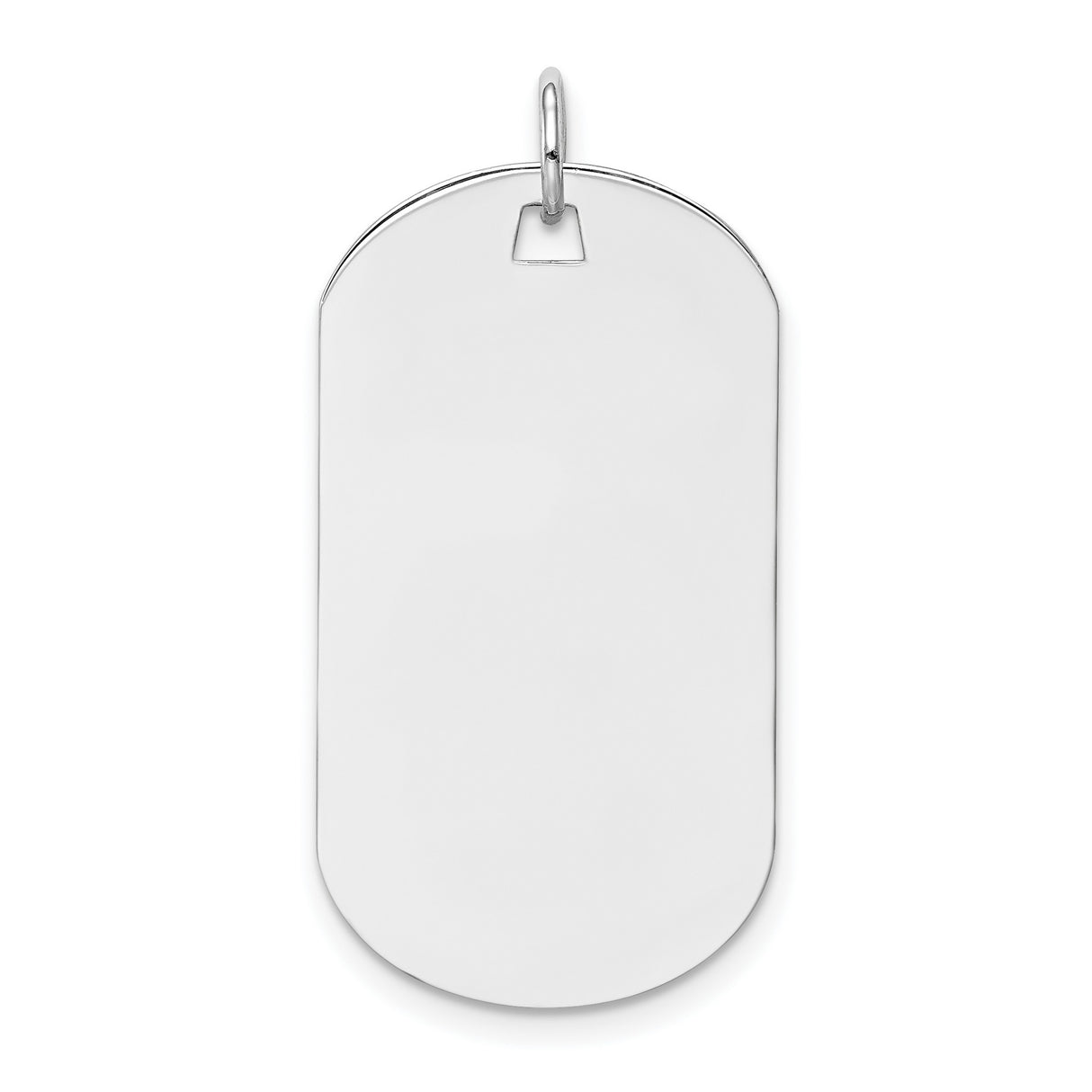 14k White Gold Dog Tag Pendant, Blank Military Style ID Charm, Engraving Ready for Men or Unisex