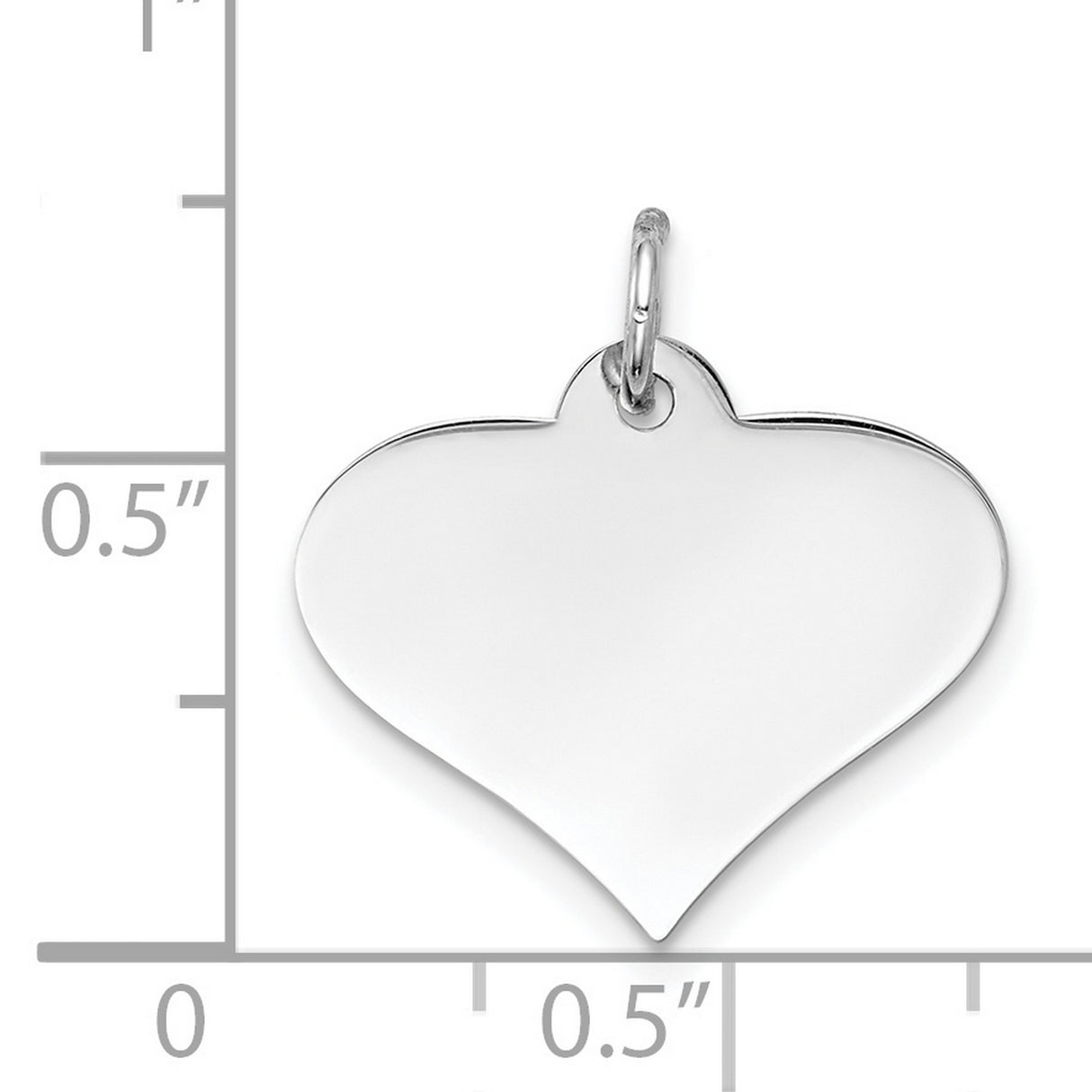 14k White Gold Heart Pendant Charm with Polished Surface for Engraving