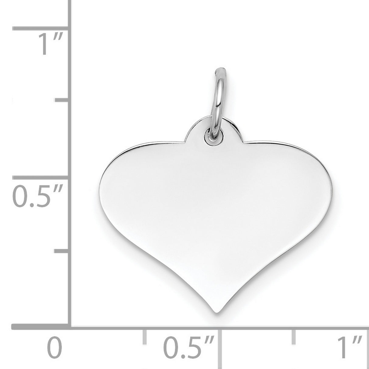 14k White Gold Heart Pendant, Polished Blank Disc Charm, Minimalist Love Symbol for Women