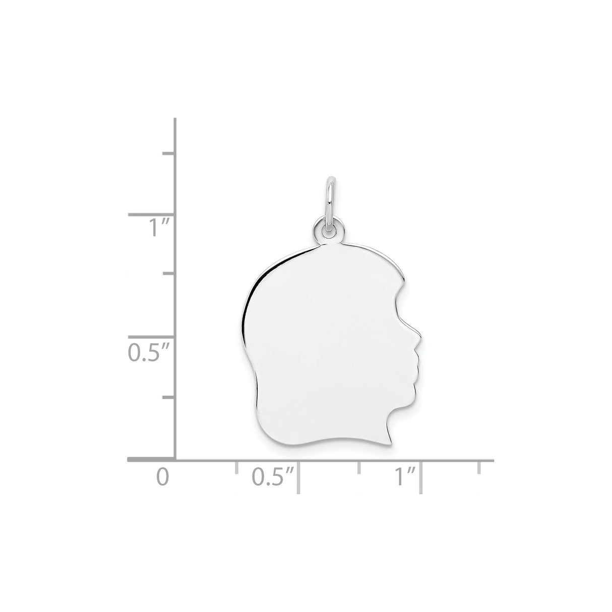 14k White Gold Boy Silhouette Pendant, Unengraved Family Profile Charm for Women