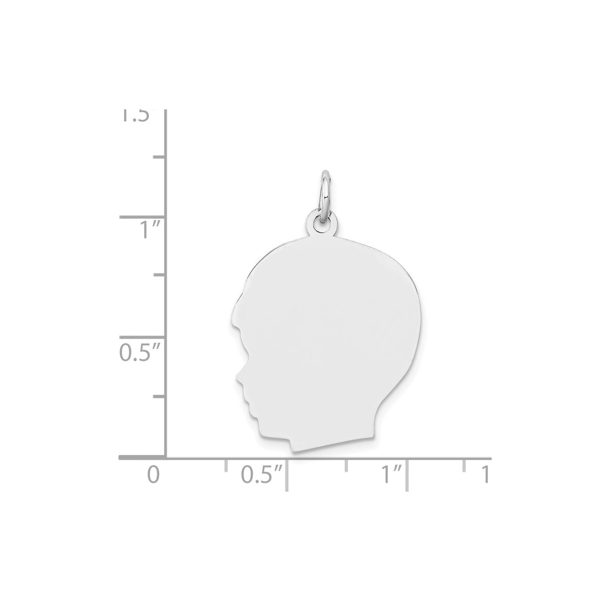 14k White Gold Boy Profile Pendant, Polished Engravable Charm, Memorial Keepsake Jewelry