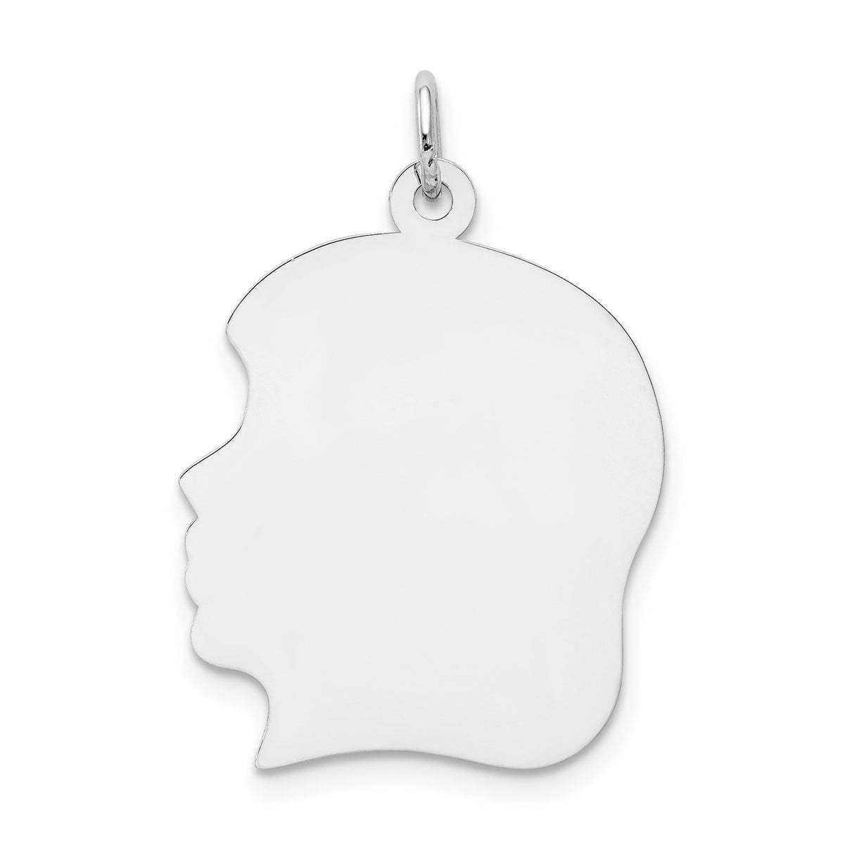 14k White Gold Pendant with Engravable Profile Charm, Personalized Motherhood Keepsake Jewelry