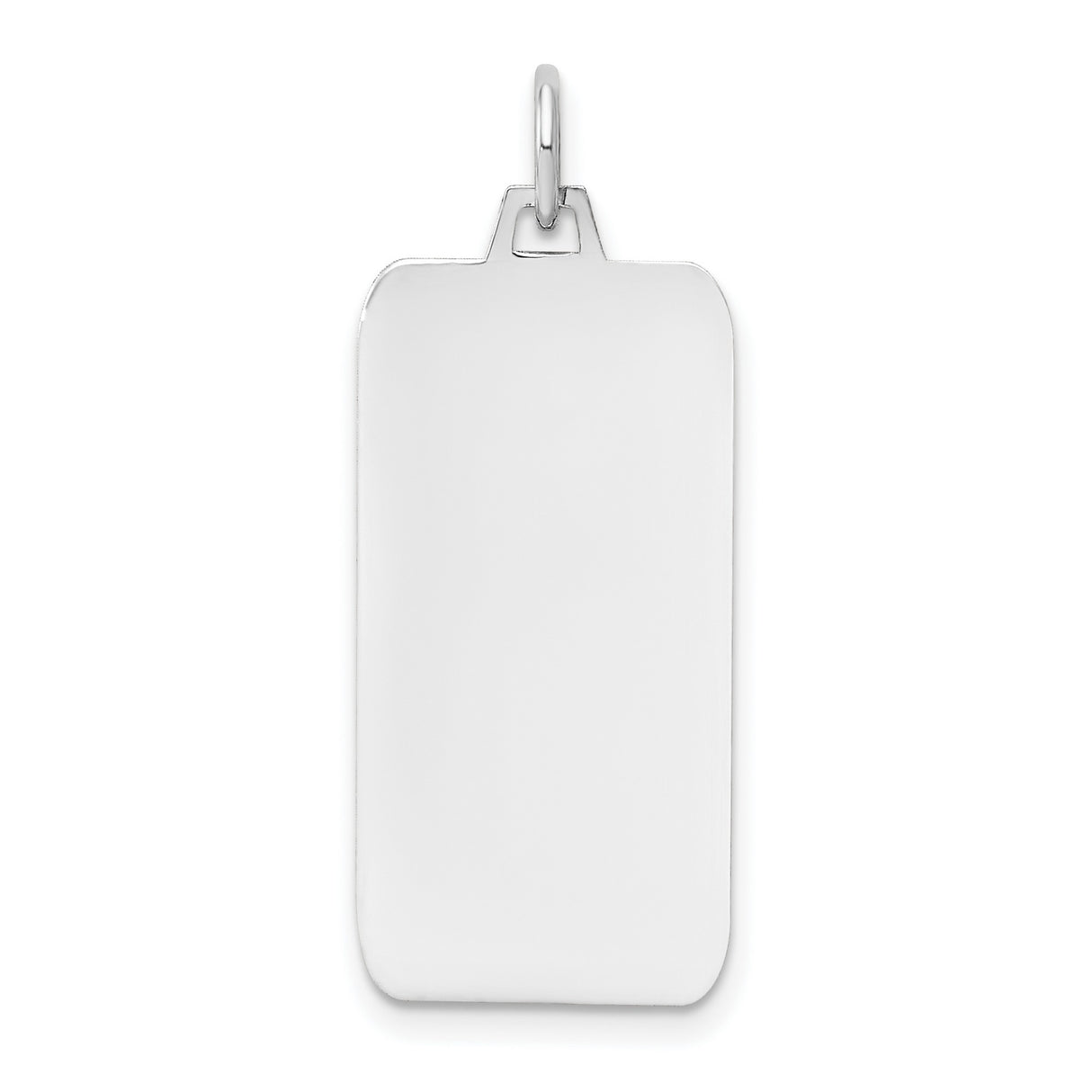 14k White Gold Dog Tag Pendant, Blank Rectangle with Rounded Edges, High Polish, Unisex