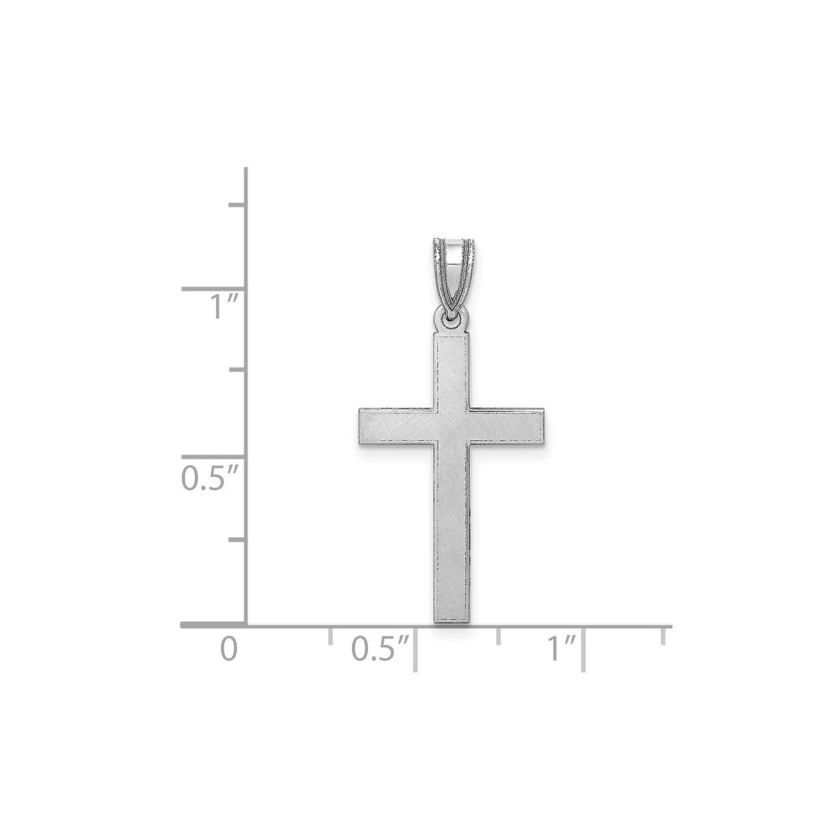 14k White Gold Cross Pendant with Brushed Finish, Unisex Christian Faith Jewelry