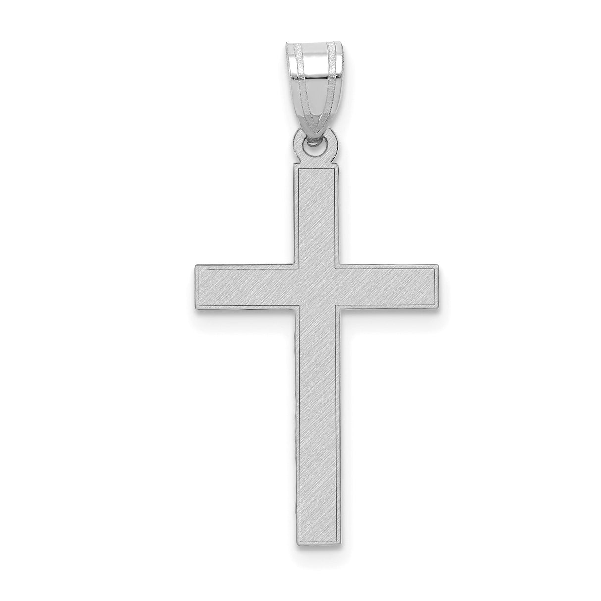 14k White Gold Cross Pendant with Brushed Finish, Unisex Christian Faith Jewelry