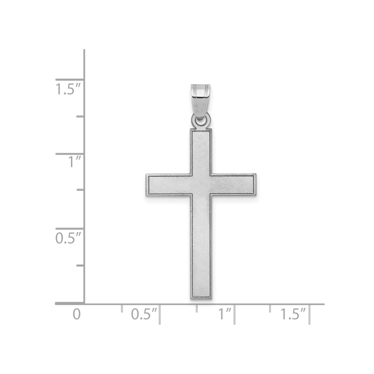 14k White Gold Cross Pendant, Polished and Brushed Finish Christian Charm for Men and Women