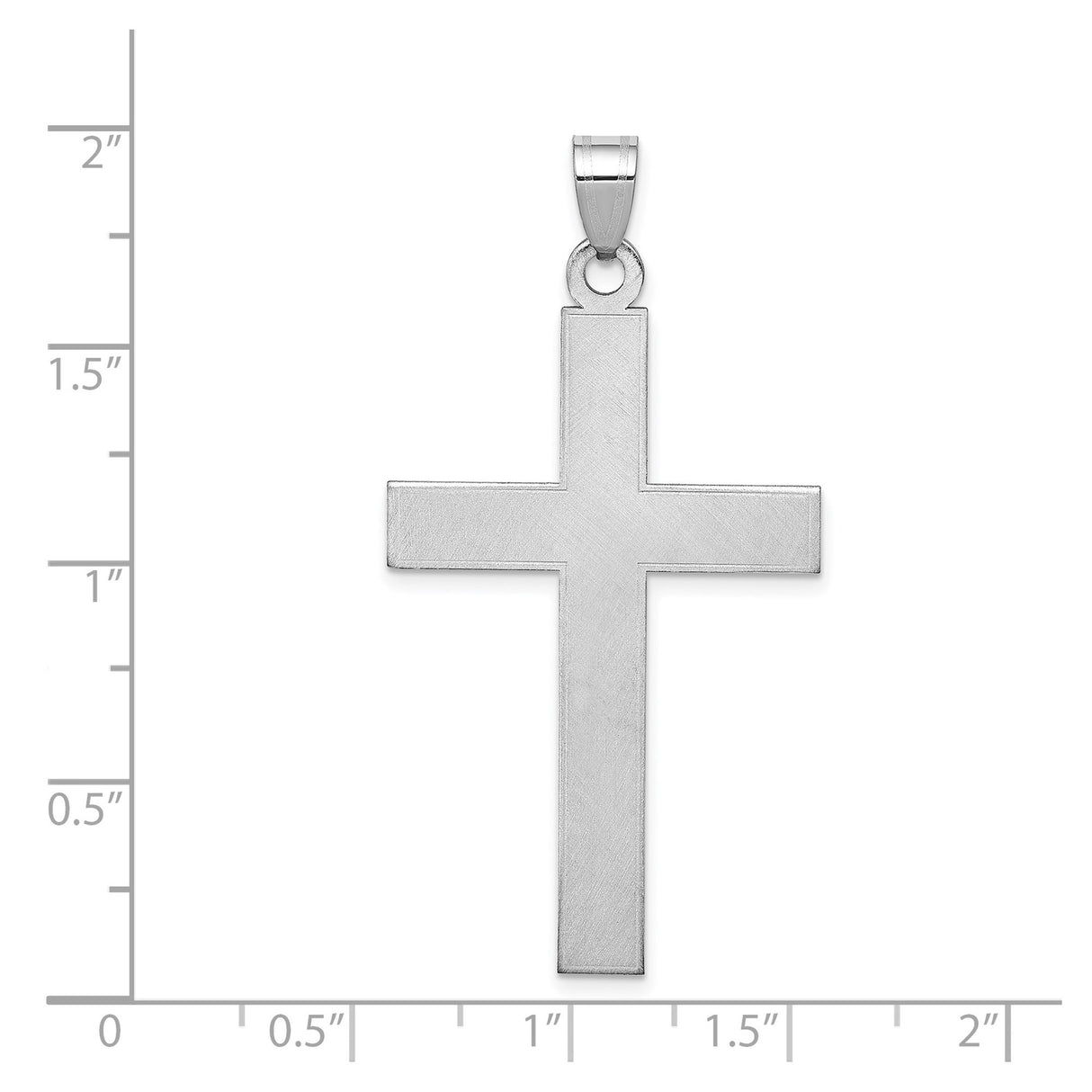 14k White Gold Cross Pendant, Polished Sleek Catholic Christian Charm for Women and Men
